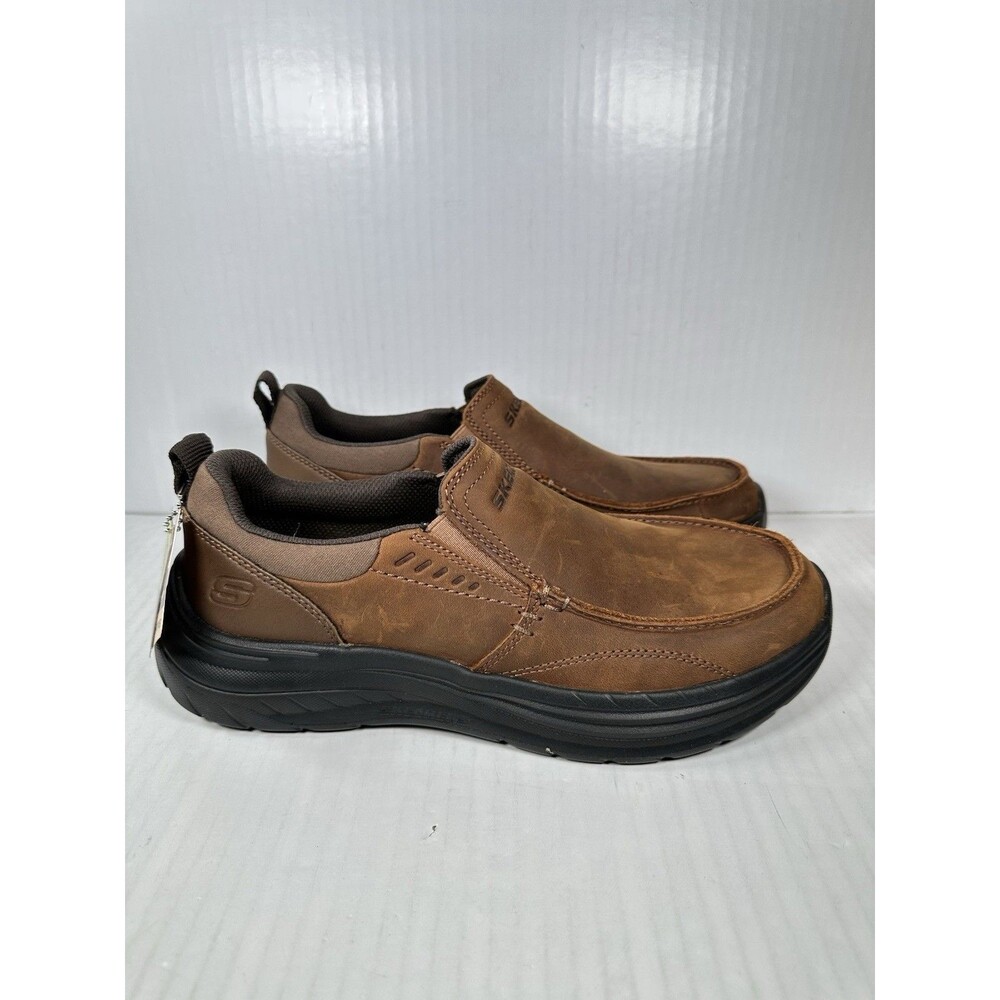 Size 8.5 Skechers Decklan Aldred Mens Brown Black Casual Slip On Shoes Sneakers
